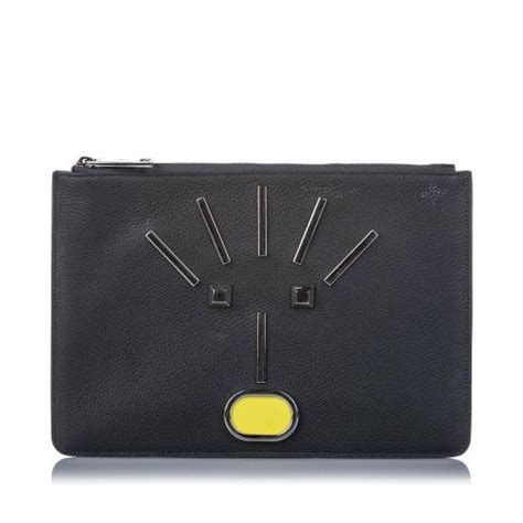 fendi monster flat zip pouch|Fendi Monster Leather Flat Zip Pouch .